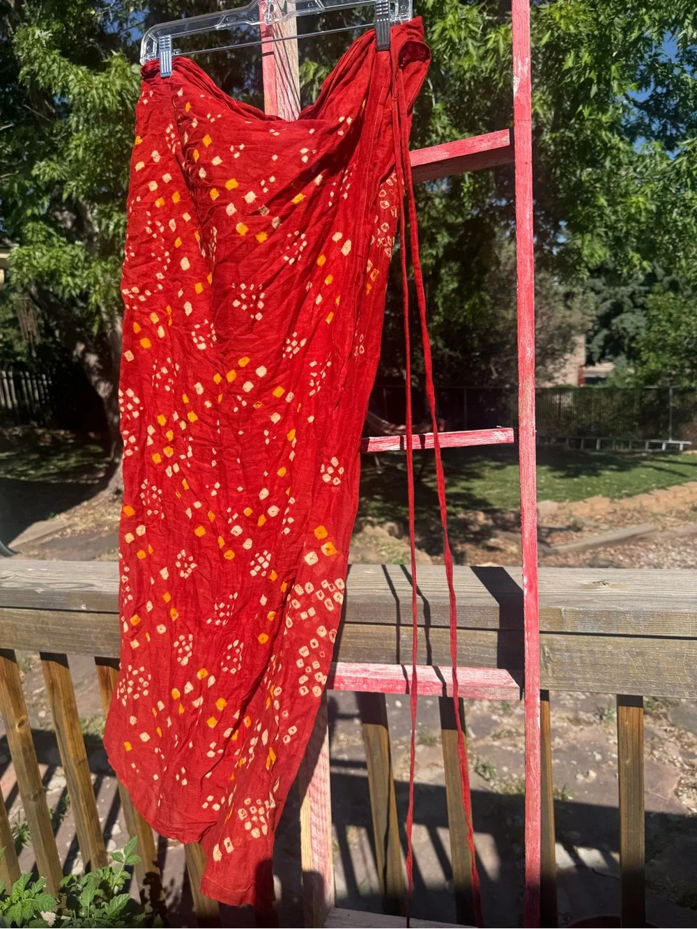 Indian Print Tie-Waist Swim Sarong/Skirt